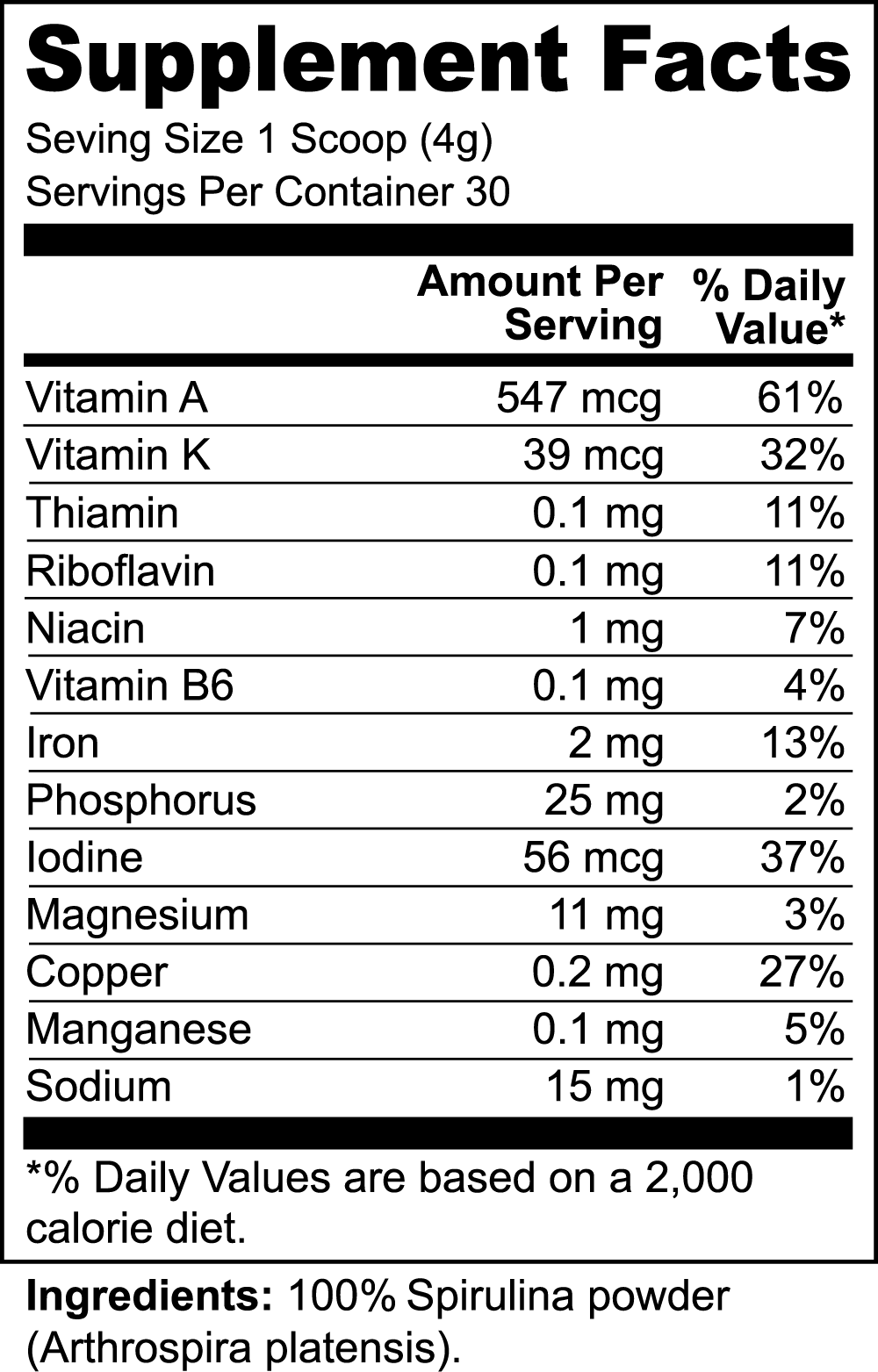 100% Organic Spirulina Powder